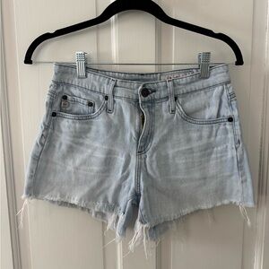 AG Light Wash Denim Frayed Hem Women's Shorts